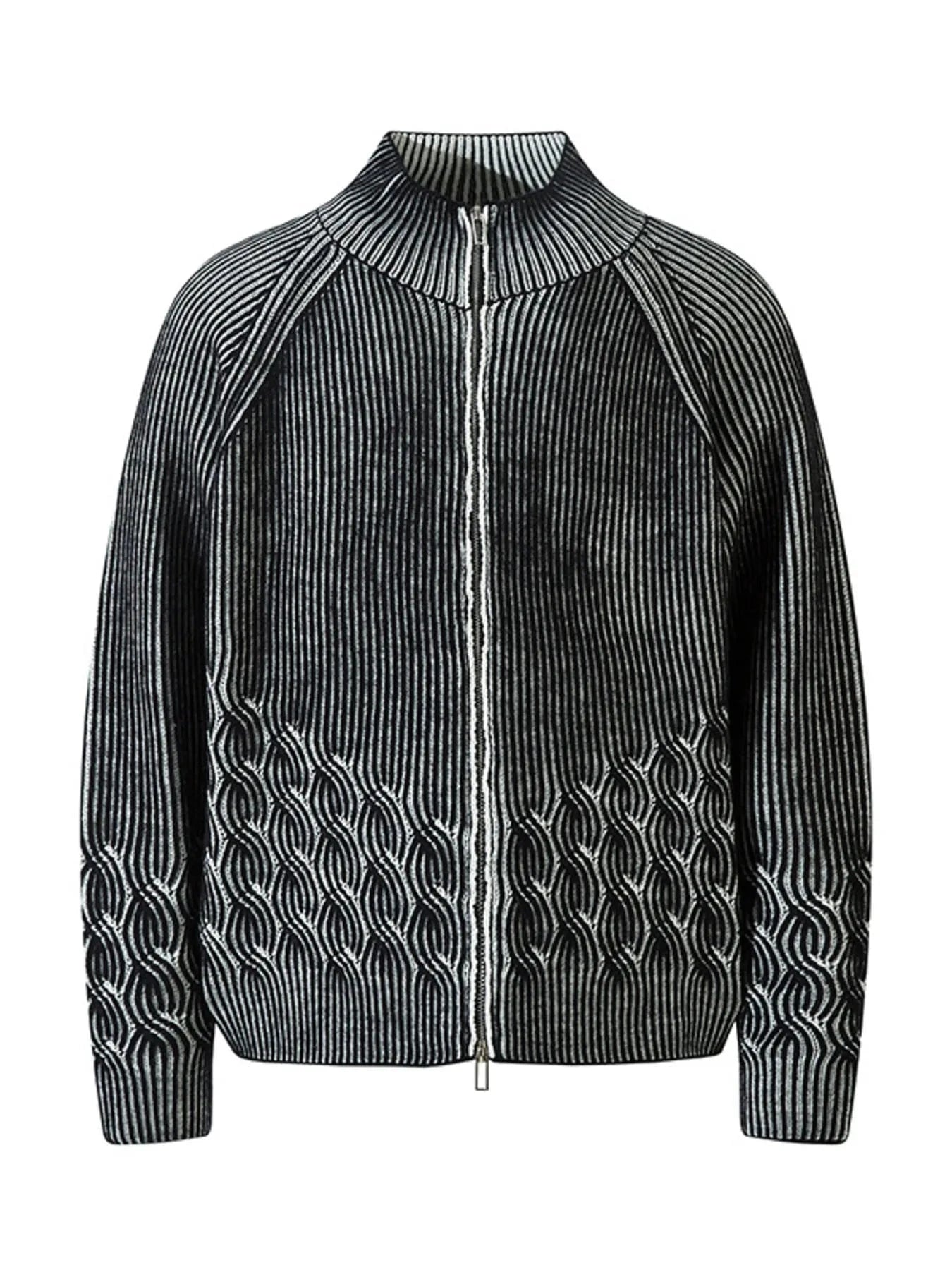 Men's Zip-Up Ribbed Cardigan Black / M