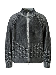 Men's Zip-Up Ribbed Cardigan Black / M