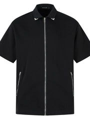 Men's Zip-Up Short Sleeve Shirt Black / M