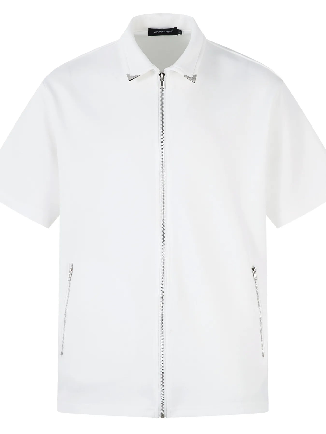 Men's Zip-Up Short Sleeve Shirt White / M