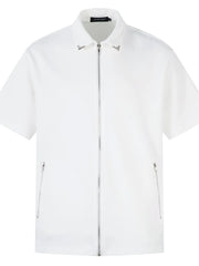 Men's Zip-Up Short Sleeve Shirt White / M