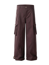 Men' Wide Leg Cargo Pants Red / S