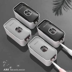 MENGNI Automatic Toothpaste Dispenser with Toothbrush Holder - Wall Mounted Bathroom Accessories Set