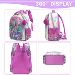 Mermaid-themed Girls' Backpack Set with Matching Lunch Box