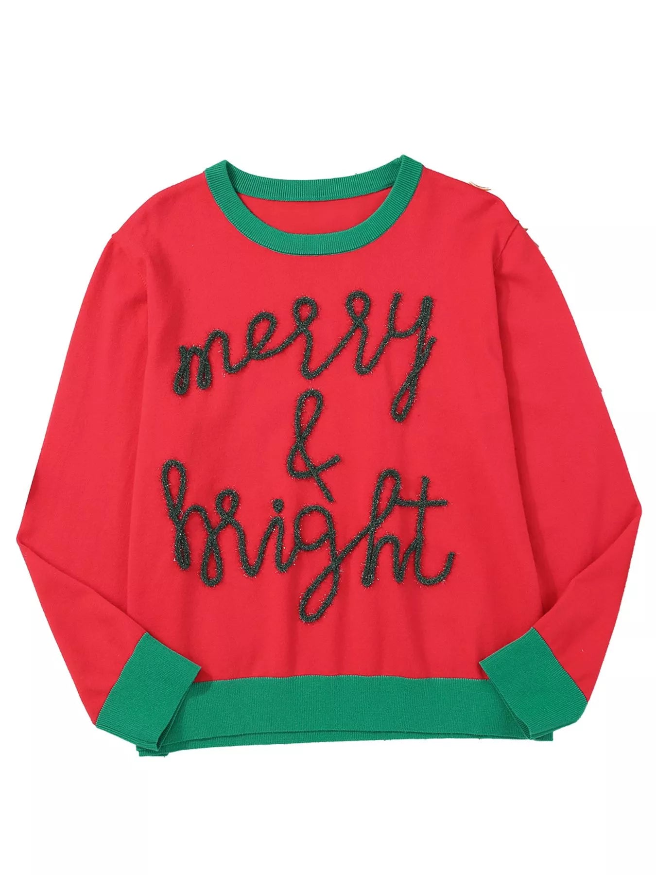 Merry & Bright Christmas Round Neck Sweater