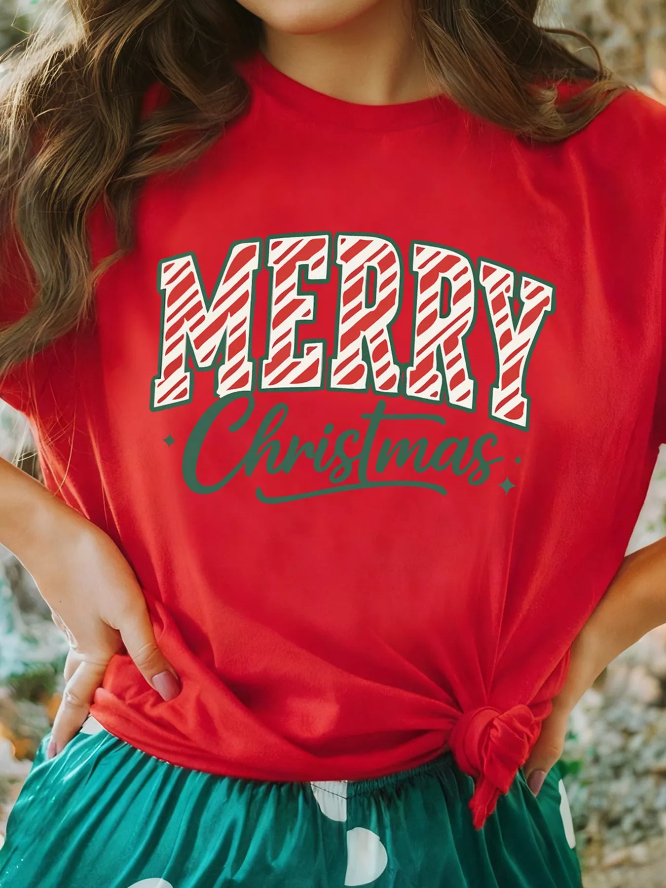 Merry Christmas Short Sleeve Graphic Tee Scarlet / S