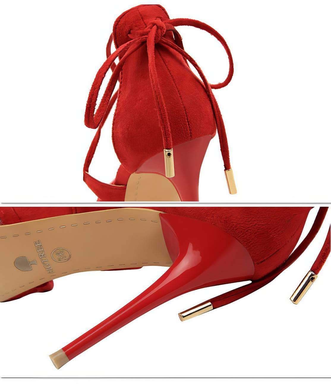 Mesh Detailed Ankle Strap Pointy Toe Heels