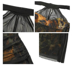 Mesh Halter Neck Vintage Ruffled Dress