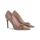 Metal Buckle Deco Pointy Toe Court Heels EU 31 / RosyBrown / 6.5CM