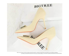 Metal Buckle Detail Suede Court Heels