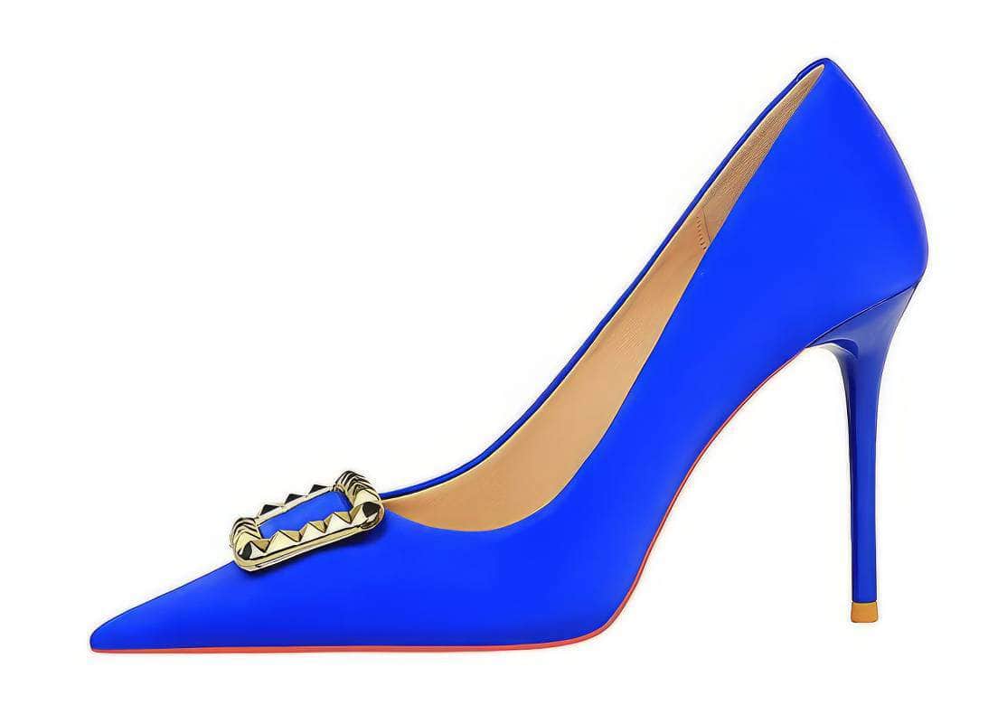 Metal Buckle Detail Suede Court Heels