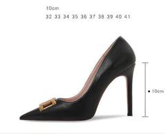 Metal Decorated Pointy Toe Court Heels