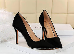 Metallic Balls Detailed Suede Pumps