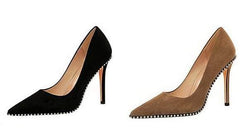 Metallic Balls Detailed Suede Pumps