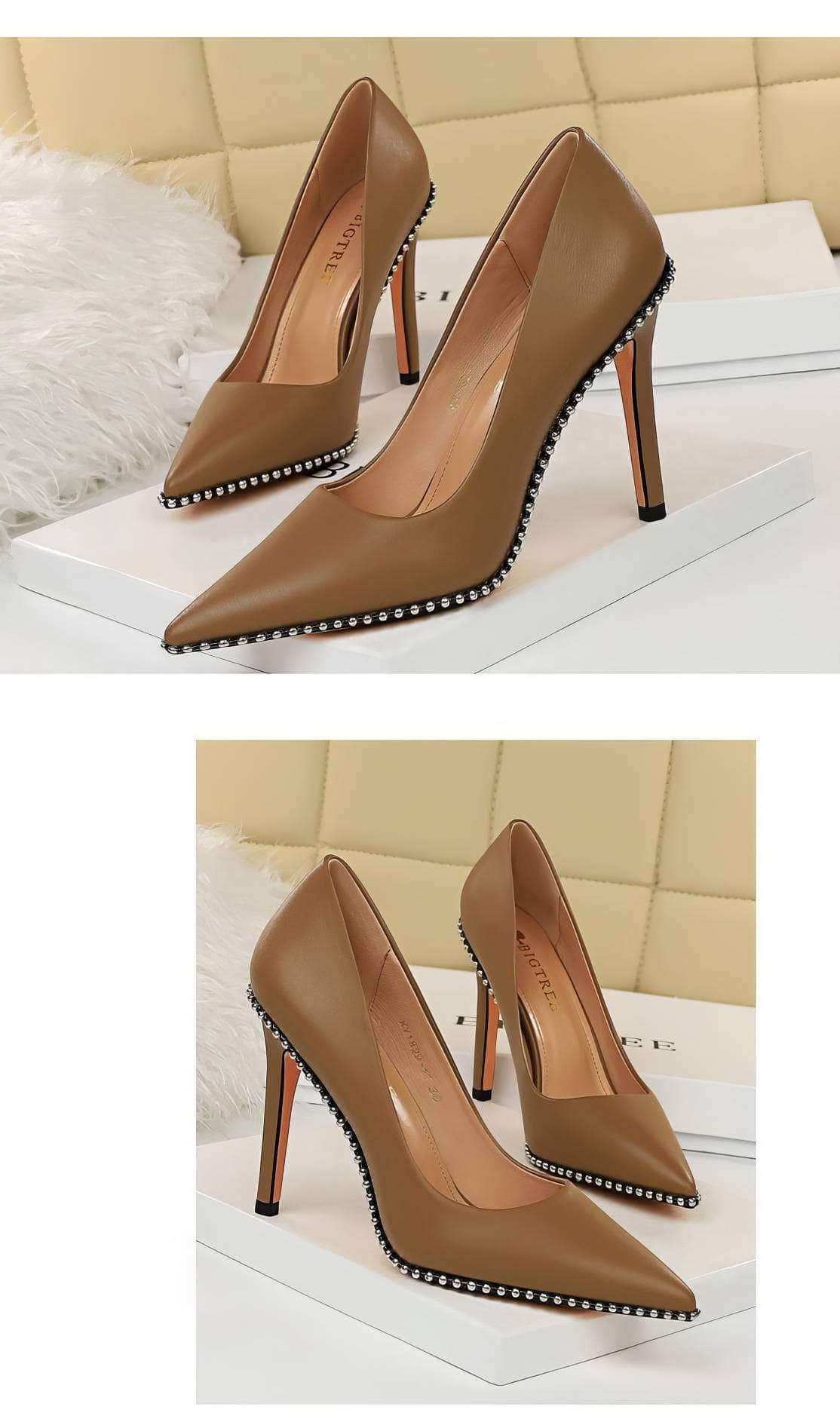 Metallic Bead Detailed Court Stilettos