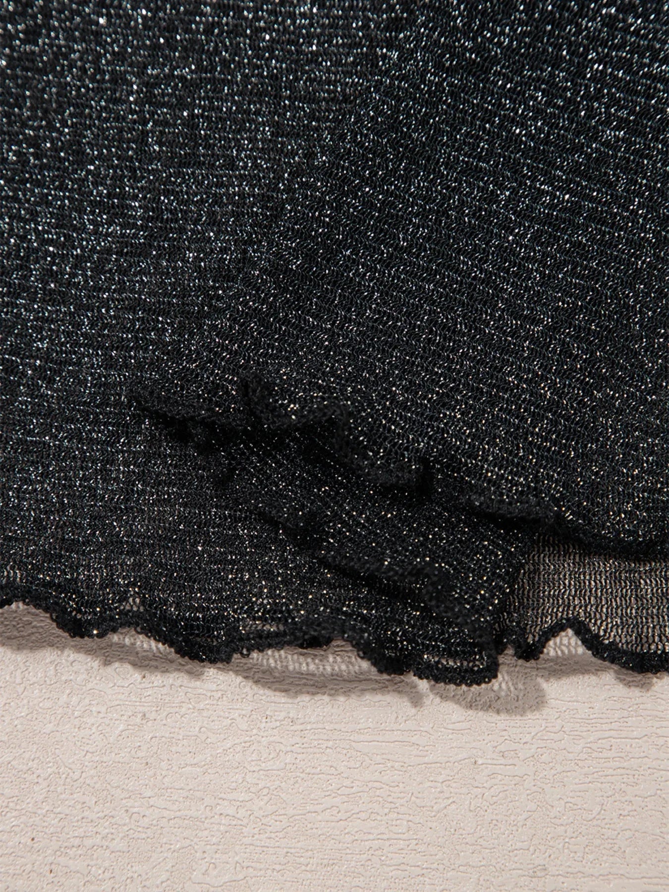 Metallic Glitter Mesh Long Sleeve Top