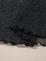 Metallic Glitter Mesh Long Sleeve Top