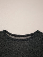 Metallic Glitter Mesh Long Sleeve Top