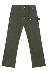 Mid Rise Baggy Jeans with Pockets Army Green / S