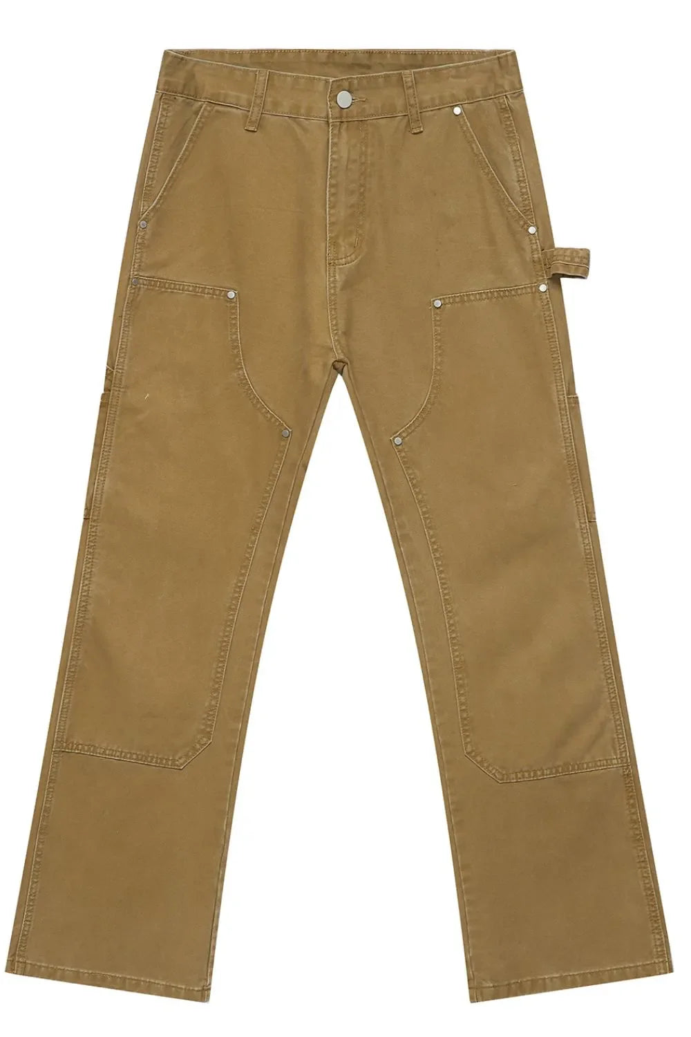 Mid Rise Baggy Jeans with Pockets Khaki / S