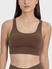 Millennia Crisscross Scoop Neck Active Tank Brown / 4