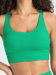 Millennia Crisscross Scoop Neck Active Tank Green / 4
