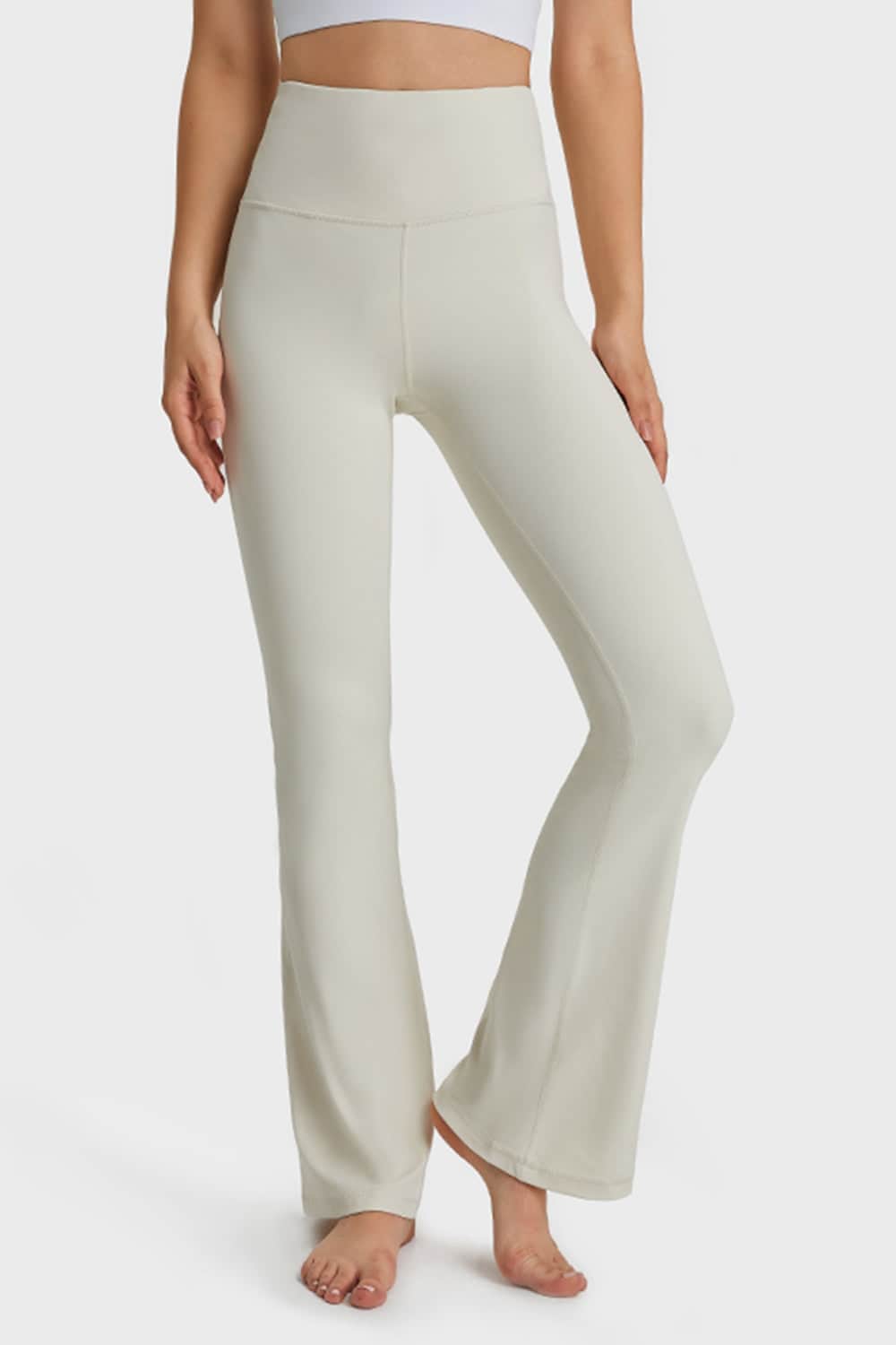 Millennia Elastic Waist Flare Yoga Pants White / 4