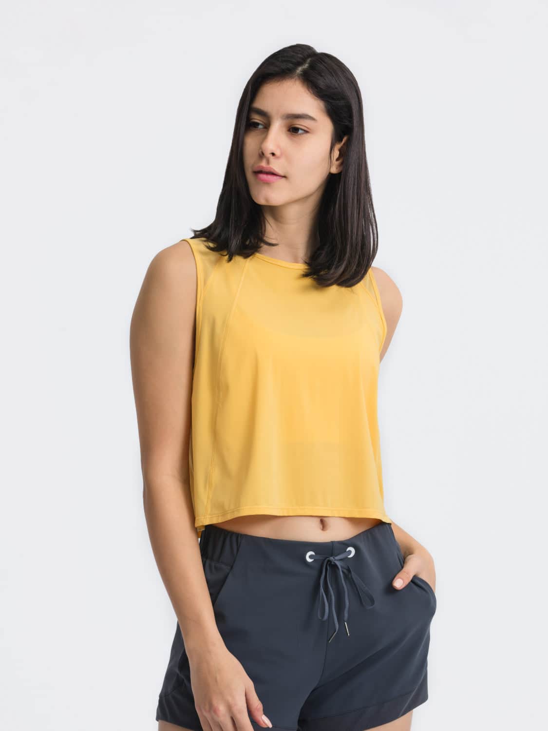 Millennia Round Neck Cropped Active Tank Gold / 4