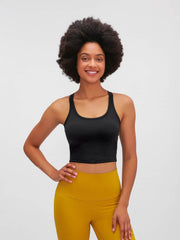 Millennia Scoop Neck Active Tank with Detachable Chest Pads Black / 4