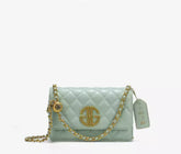 Mini Flap Diamond Stitched Luxury Monogram Emblem Crossbody Handbag Green