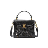 Mini Owl Decor Chain Flap Square Bag with Rhinestone Black