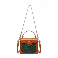 Mini Owl Decor Chain Flap Square Bag with Rhinestone Green