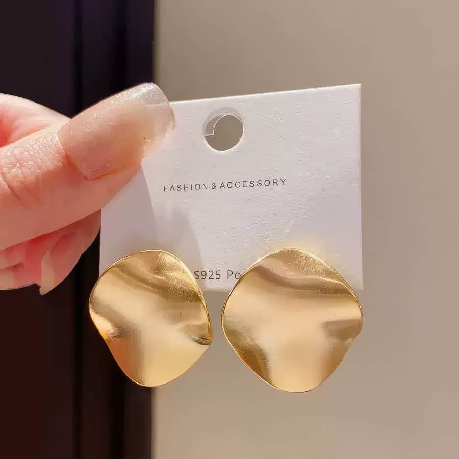 Minimalist 925 Sterling Silver Round Stud Earrings Gold