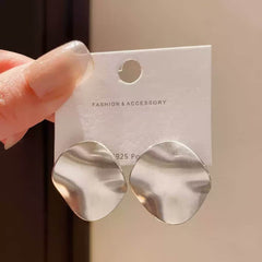 Minimalist 925 Sterling Silver Round Stud Earrings Silver