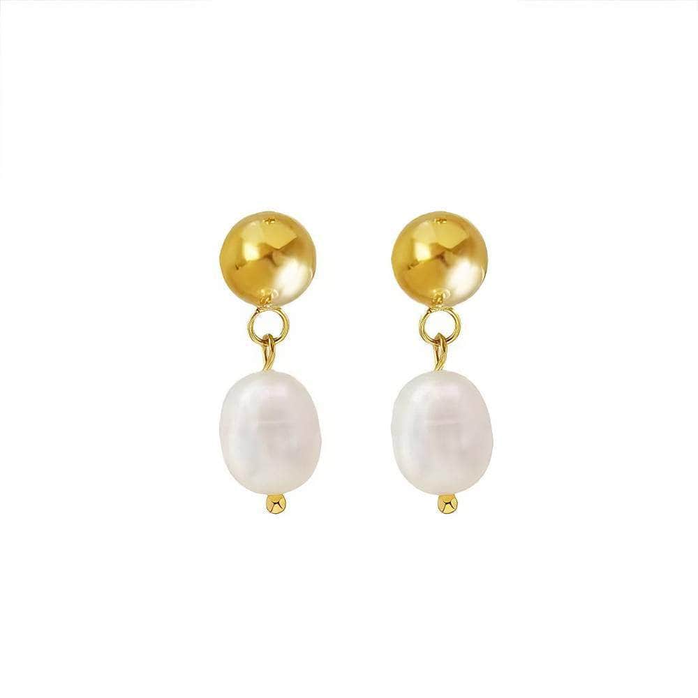 Minimalist Gold-Studded Pearl Earrings White / Clip On