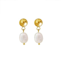 Minimalist Gold-Studded Pearl Earrings White / Clip On