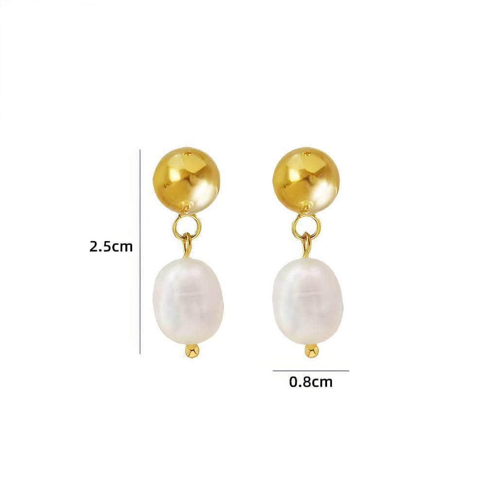 Minimalist Gold-Studded Pearl Earrings White / Clip On