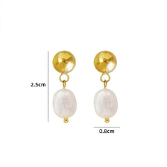 Minimalist Gold-Studded Pearl Earrings White / Clip On