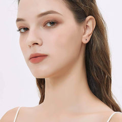 Minimalist Square Studded Crystal Emerald Earrings