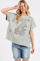 Mittoshop PEACE Round Neck Short Sleeve T-Shirt