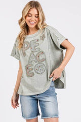 Mittoshop PEACE Round Neck Short Sleeve T-Shirt