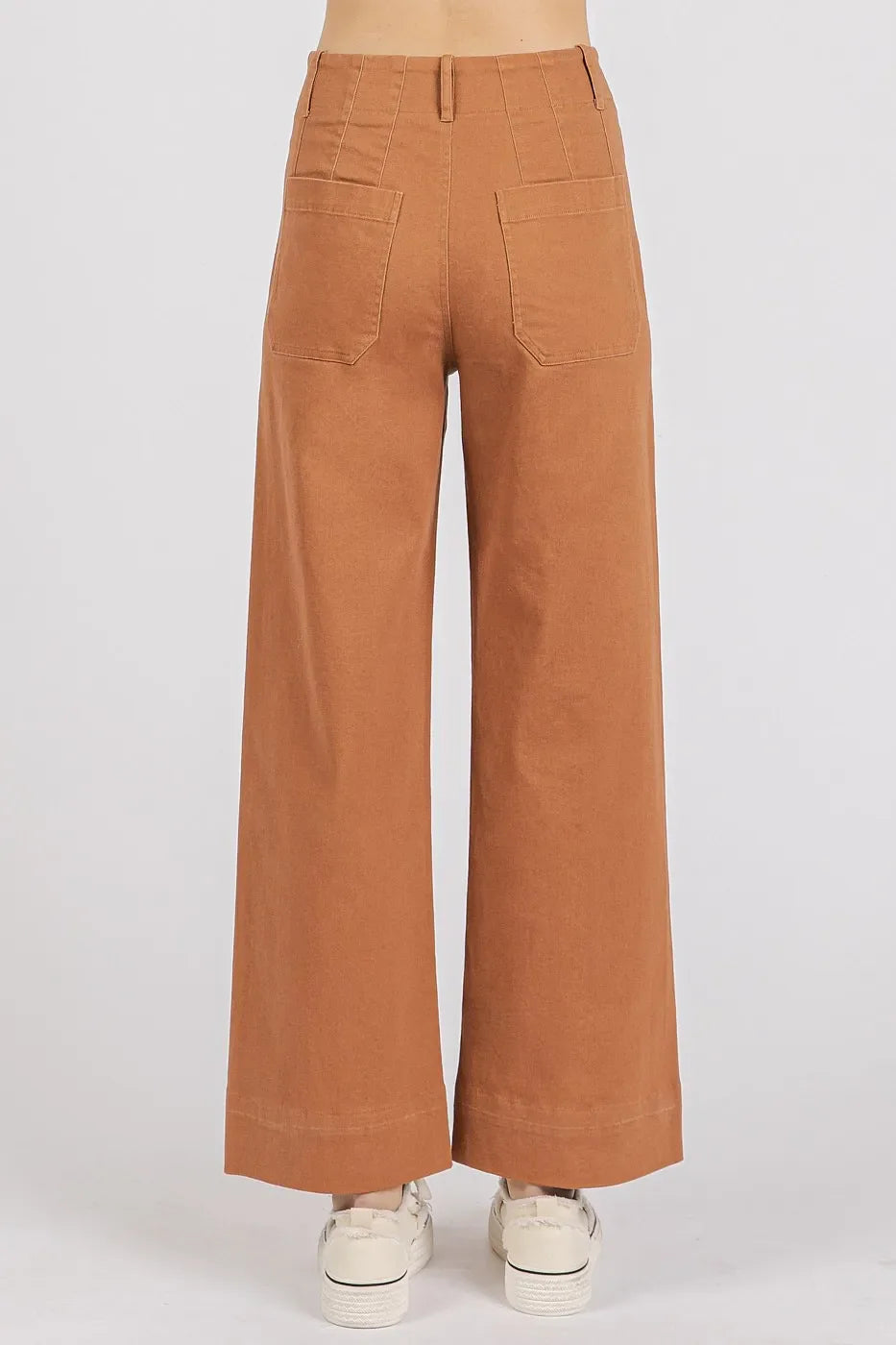 Mittoshop Twill Patch Pocket High Rise Wide Leg Pants