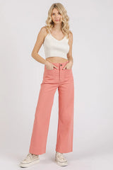 Mittoshop Twill Patch Pocket High Rise Wide Leg Pants