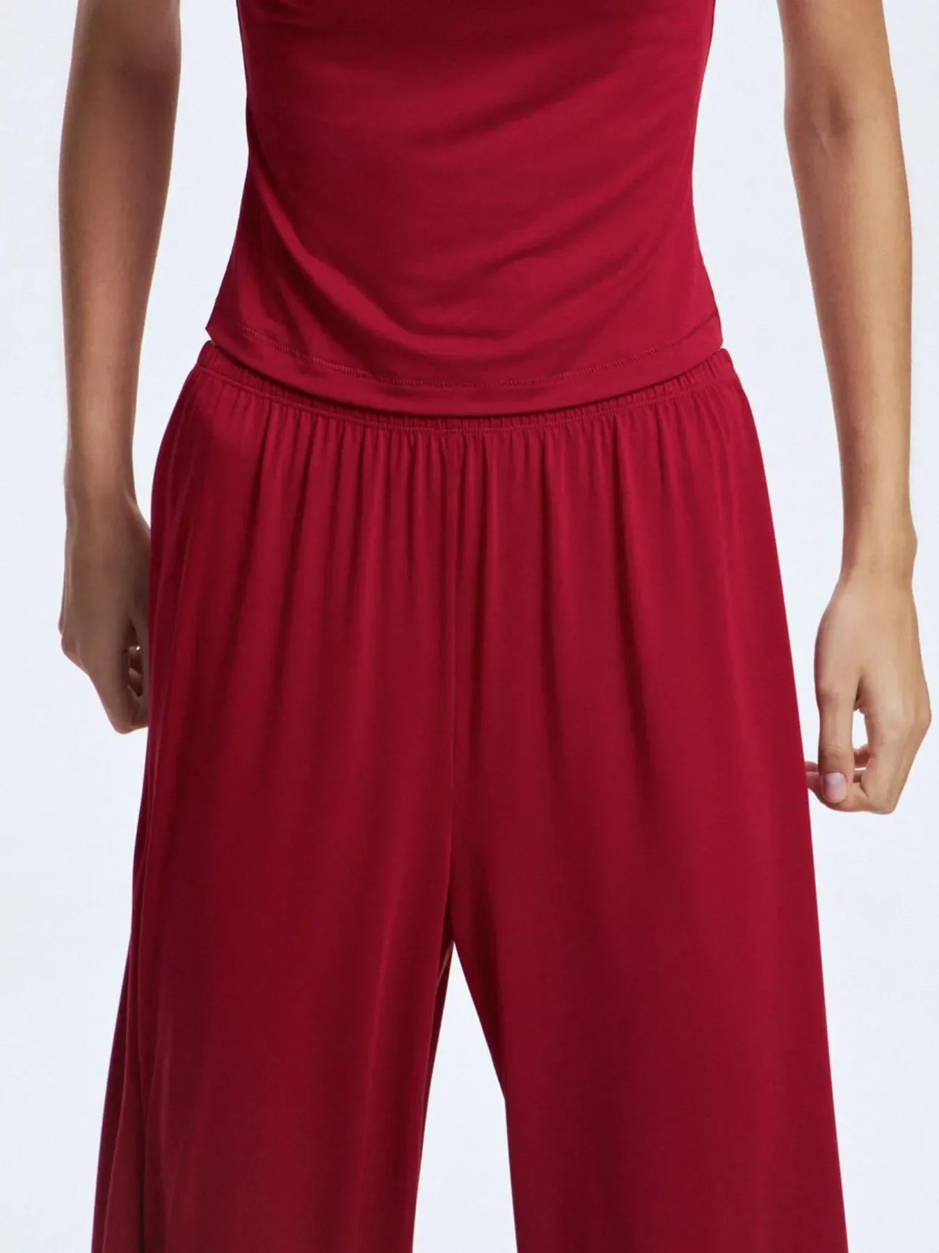 Mock Neck Short Sleeve Top and Pants Set