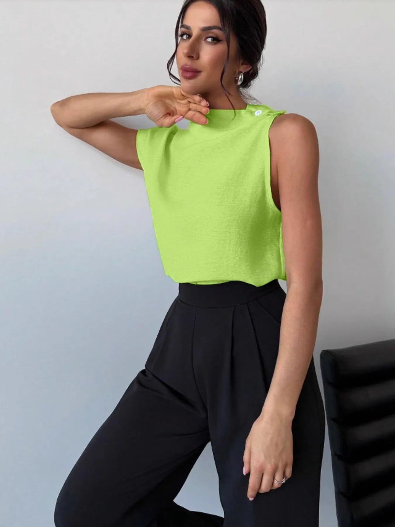 Mock Neck Solid Color Tank