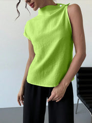 Mock Neck Solid Color Tank Light Green / S