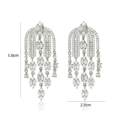 Modern Deco Chandelier Crystal Earrings Silver