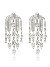 Modern Deco Chandelier Crystal Earrings Silver