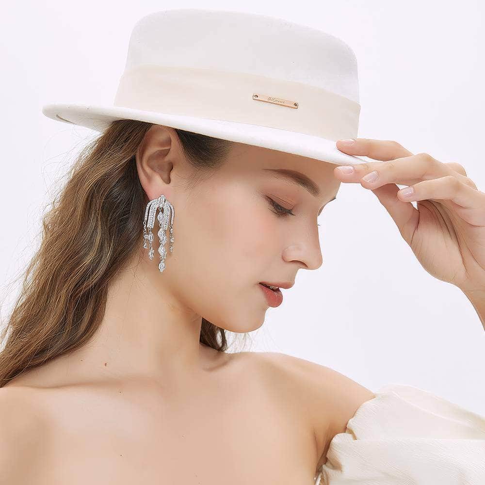 Modern Deco Chandelier Crystal Earrings Silver