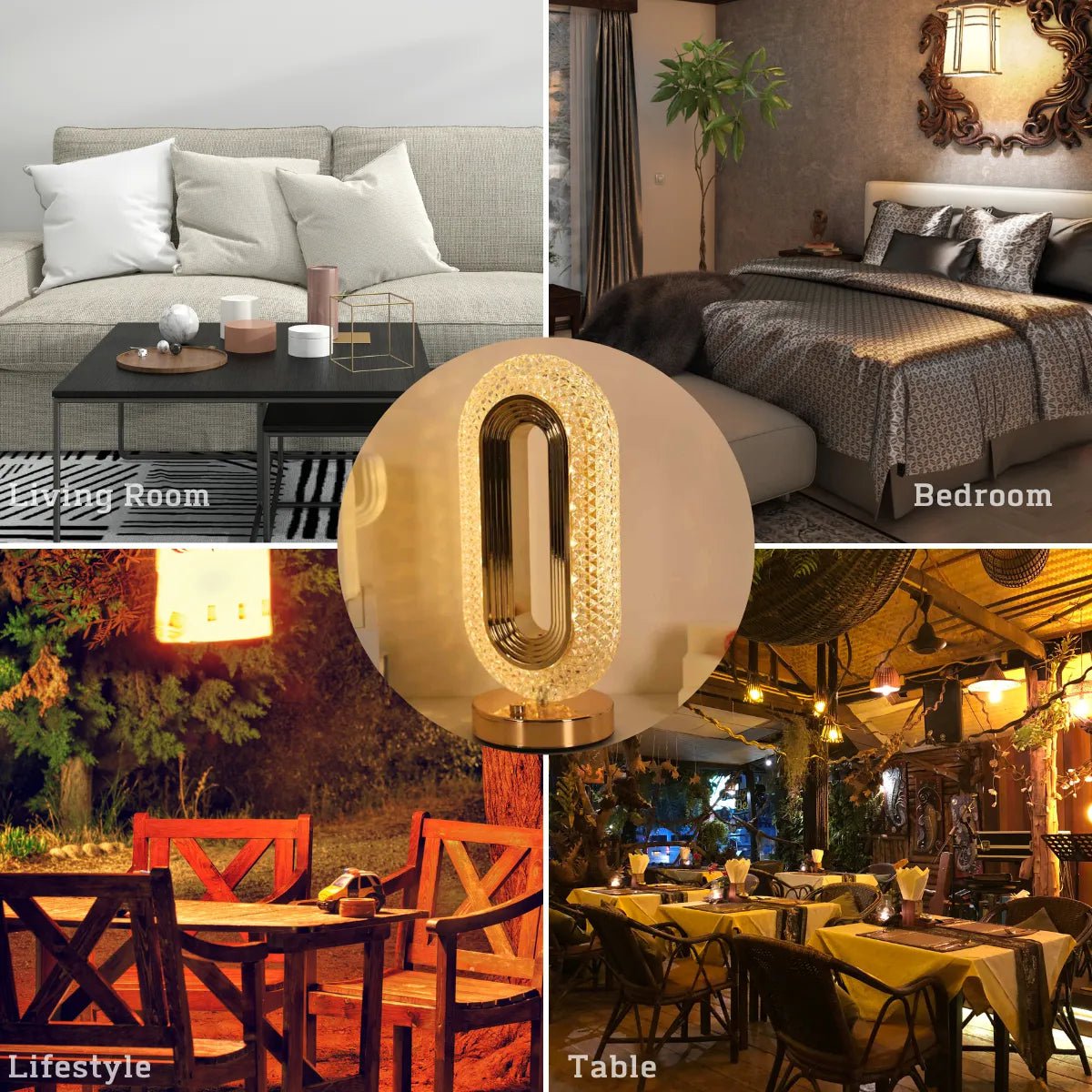 Modern Luxury Oval Crystal Table Lamp: USB Rechargeable, Living Room, Bedroom, Bedside, Creative Decoration, Atmosphere Night Light Gold / changeable